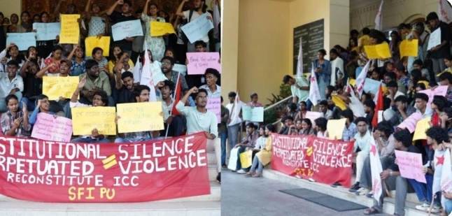 പോണ്ടിച്ചേരി സർവകലാശാലയിൽ ലൈംഗികാതിക്രമ പരാതിയിൽ നടപടി ആവശ്യപ്പെട്ടുളള എസ്എഫ്‌ഐ പ്രതിഷേധത്തിൽ സംഘർഷം